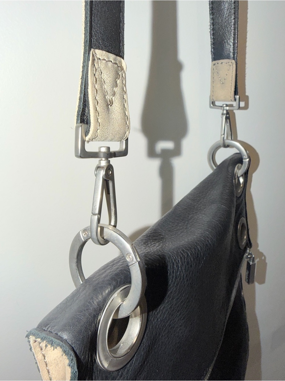 Hammitt LA Montana Black Leather Tan Suede Large Reversible Crossbody Bag - Picture 5 of 16